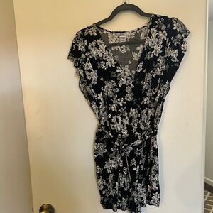 Floral Black and White Romper
